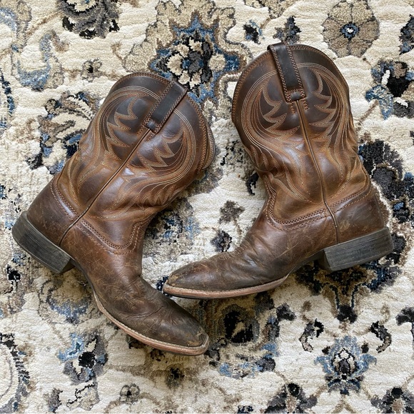 Ariat Brown Size 9.5 D Men Leather Work Western Square Toe Cowboy Boots - Picture 8 of 8